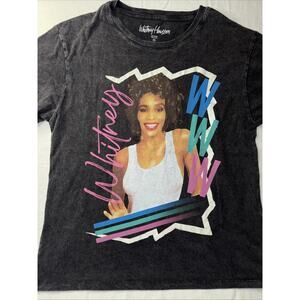 Whitney Houston Women’s XS Cropped Acid Wash Graphic T Shirt